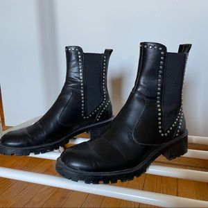Zara leather boots with studs